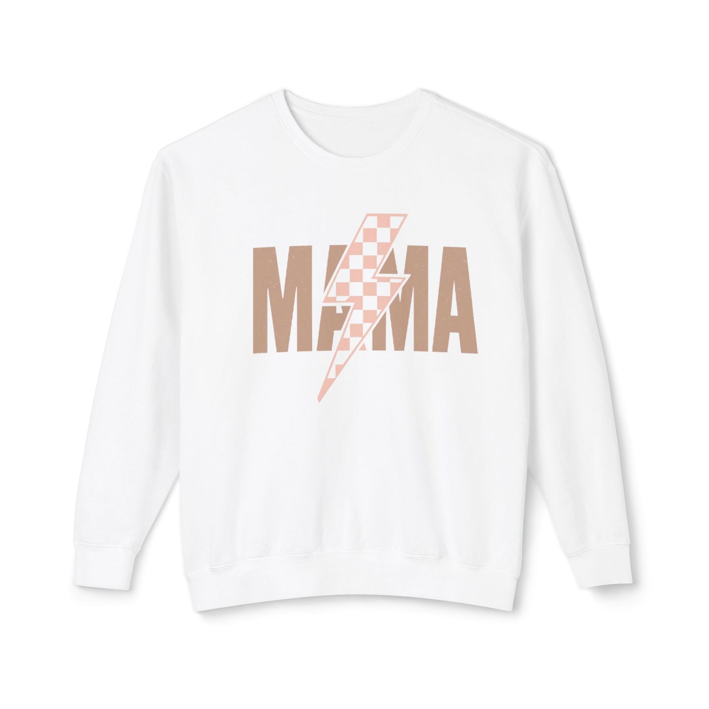 Lightweight Crewneck Sweatshirt - Mama Lightning Bolt Design