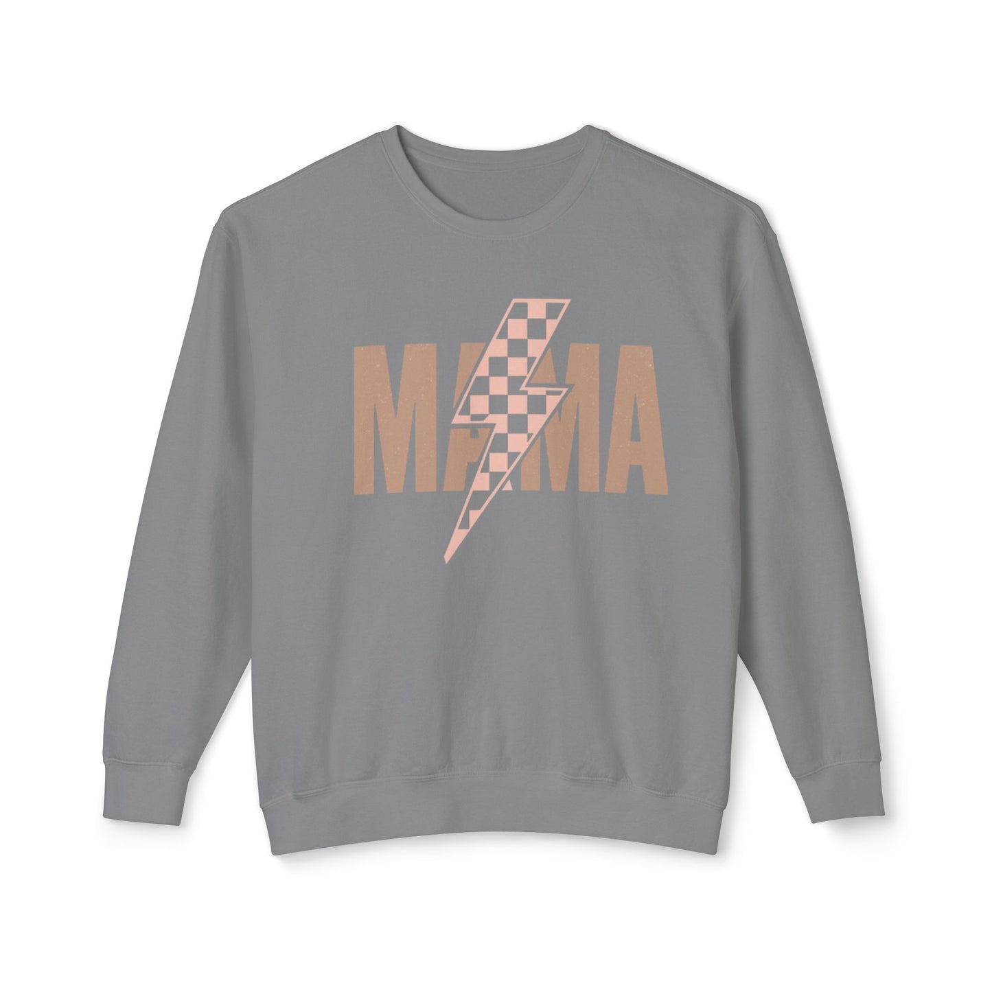 Lightweight Crewneck Sweatshirt - Mama Lightning Bolt Design
