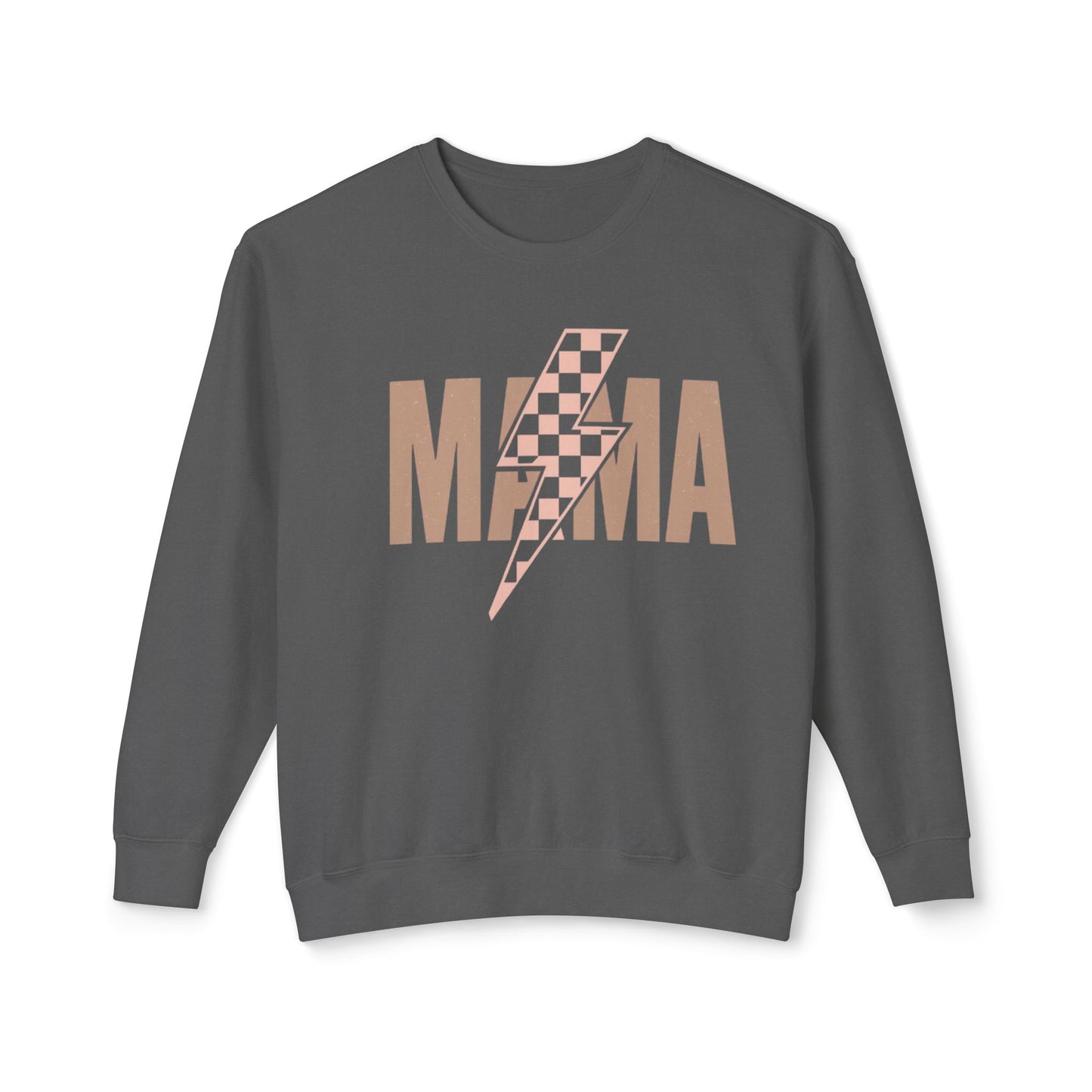 Lightweight Crewneck Sweatshirt - Mama Lightning Bolt Design