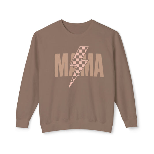 Lightweight Crewneck Sweatshirt - Mama Lightning Bolt Design
