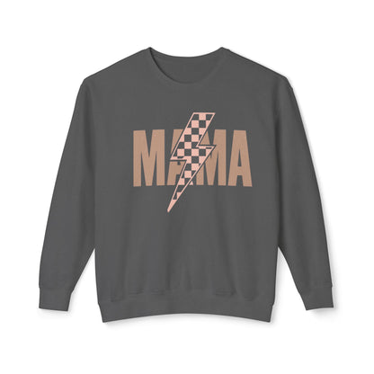 Lightweight Crewneck Sweatshirt - Mama Lightning Bolt Design